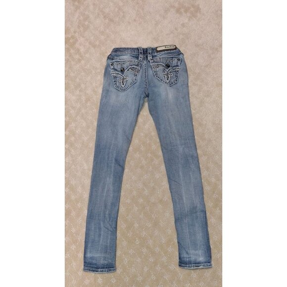 RockRevival Jeans Women's Size 26x29 Yui MidRise Skinny Stretch Distressed Bling - Picture 3 of 4